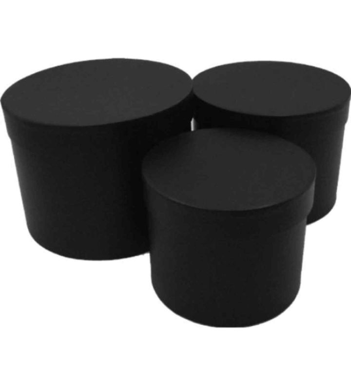 Set of 3 Black Round Flower Boxes