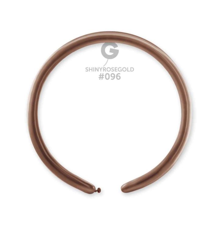 1" Shiny Rose Gold 096 Gemar Modelling Latex Balloons 50ct