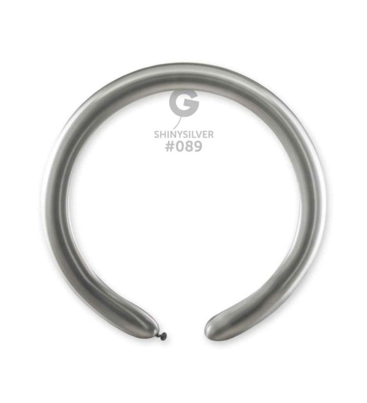 2" Shiny Silver 089 Gemar Modelling Latex Balloons 50ct