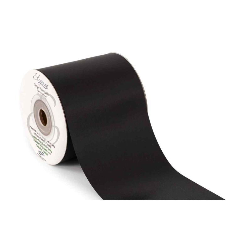 Eleganza Single Faced Sash Ribbon 100mm x 50m Black No.20