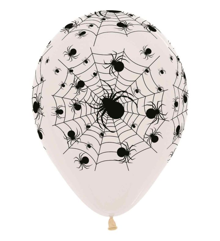 12" Sempertex Crystal Clear Spider Print Latex Balloons 25ct