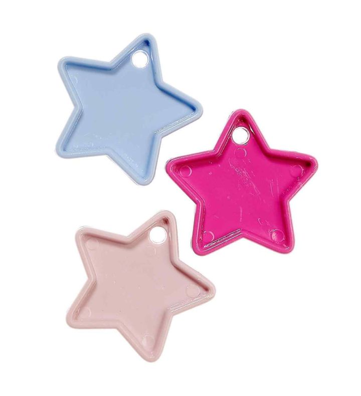 Star Weights - Heavy Plastic, Pale Pink, Pale Blue, Hot Pink 25ct