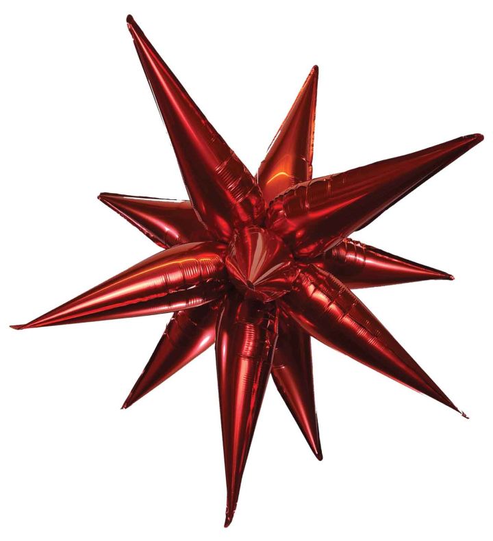 63.5cm Red Starburst Bamboo Party Foil Balloon