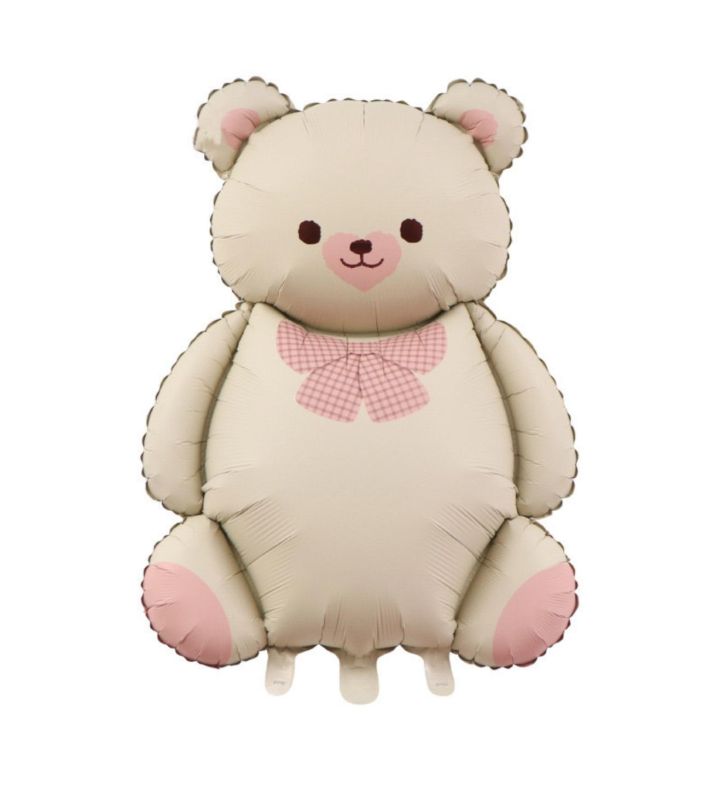 Teddy Bear With Pink Bow  Bamboo Party 89x 65cm Foil Balloon