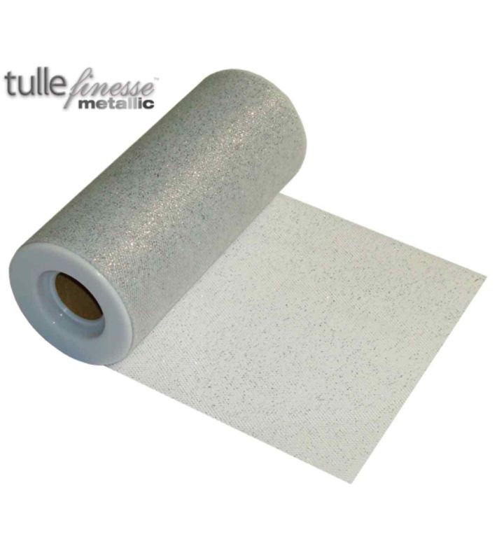 Tulle Finesse Metallic Silver 6" x 25yds