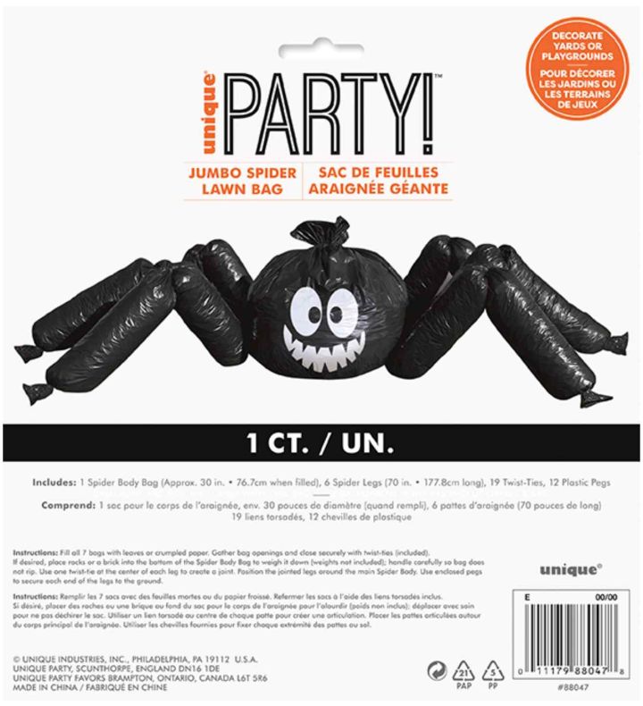 Unique Party Jumbo Spider Lawn Bag