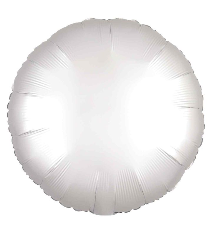 17" White Round Satin Luxe Foil Balloon Anagram - Unpackaged