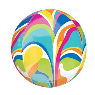 16" Orbz Vibrant Macro Marble Anagram Foil Balloon