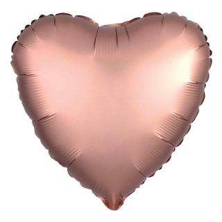 17" Amscan Heart Silk Lustre Rose Copper Foil Balloon