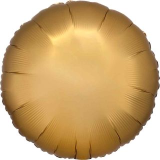 17" Gold Sateen Round Satin Luxe Foil Balloon Anagram - Unpackaged