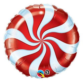 18" Candy Red & White Swirl Foil Balloon