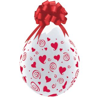 18" Clear Swirling Red Hearts-A-Round Stuffing Balloons 25ct