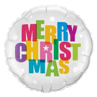 18" Merry Christmas Message Round Foil Balloon