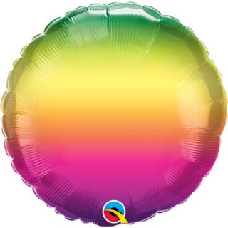 18" Qualatex Rainbow Ombre Round Foil Balloon