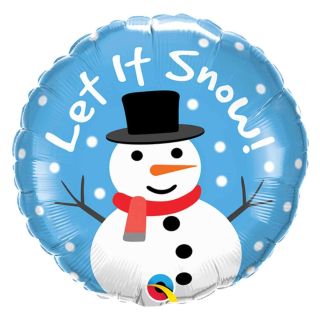 18" Snowman Let it Snow! Round Foil Balloon