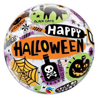 22" Deco Bubble Happy Halloween Messages & Icons Balloon