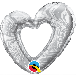 Mini Qualatex Marble Silver Heart  Foil Balloon 
