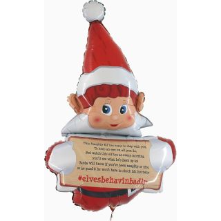 34" Elf Behavin Badly Message Shaped Foil Balloon
