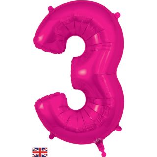 34" New Pink Number 3 Oaktree Foil Balloon