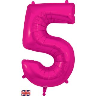 34" New Pink Number 5 Oaktree Foil Balloon