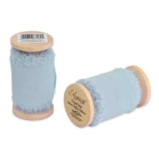 Eleganza Frayed Edge Boho Chiffon Powder Blue  50mm x 5m