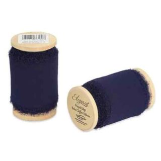 Eleganza Frayed Edge Boho Chiffon Navy Blue 50mm x 5m