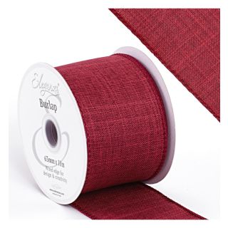 Eleganza Finesse Wire Edge Burlap Burgundy 63mm x 10m