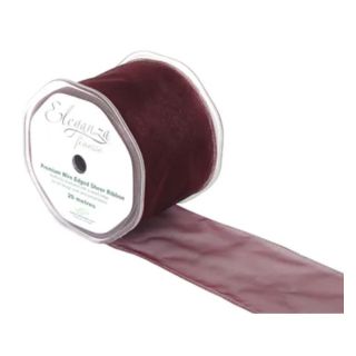 Eleganza Finesse Wire Edged Organza Ribbon Burgundy 70mm x 20m