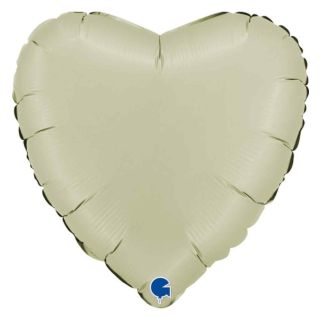 18" Grabo Heart Satin Olive Green Foil Balloon Packaged