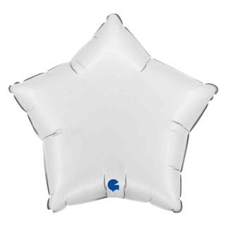 18" Grabo Star Satin White Foil Balloon Packaged