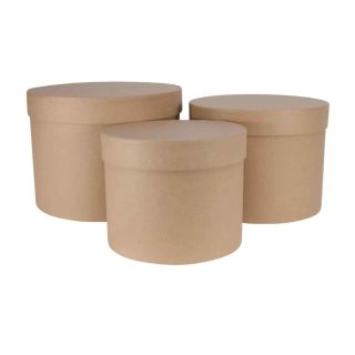 Hat Box Kraft Set of 3 - Largest D19cm x H14.4cm