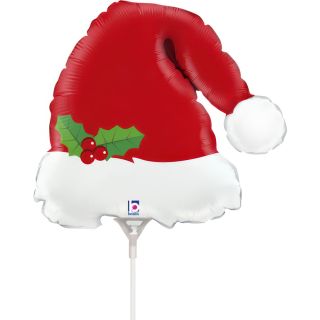 Mini Christmas Santa Hat with Holly Foil Balloon