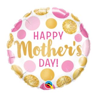 Mini Happy Mothers Day Pink and Gold Spots Foil Balloon