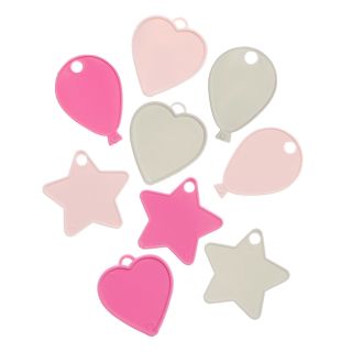 Mixed Shape Plastic Balloon Weights - White, Hot Pink, Pale Pink 100ct