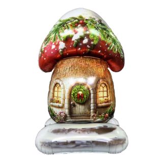 Mushroom House with Christmas Decoration 26.6" x 42.5" Foil Balloon