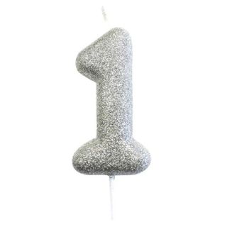 number-1-glitter-cake-candle-silver