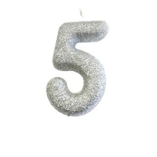 number-5-glitter-cake-candle-silver