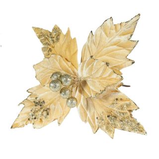Velvet Poinsettia with Glitter Edge Gold