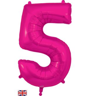 34" New Pink Number 5 Oaktree Foil Balloon