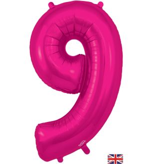 34" New Pink Number 9 Oaktree Foil Balloon