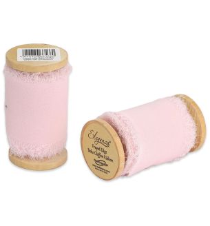 Eleganza Frayed Edge Boho Chiffon Light Pink 50mm x 5m