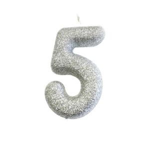 number-5-glitter-cake-candle-silver
